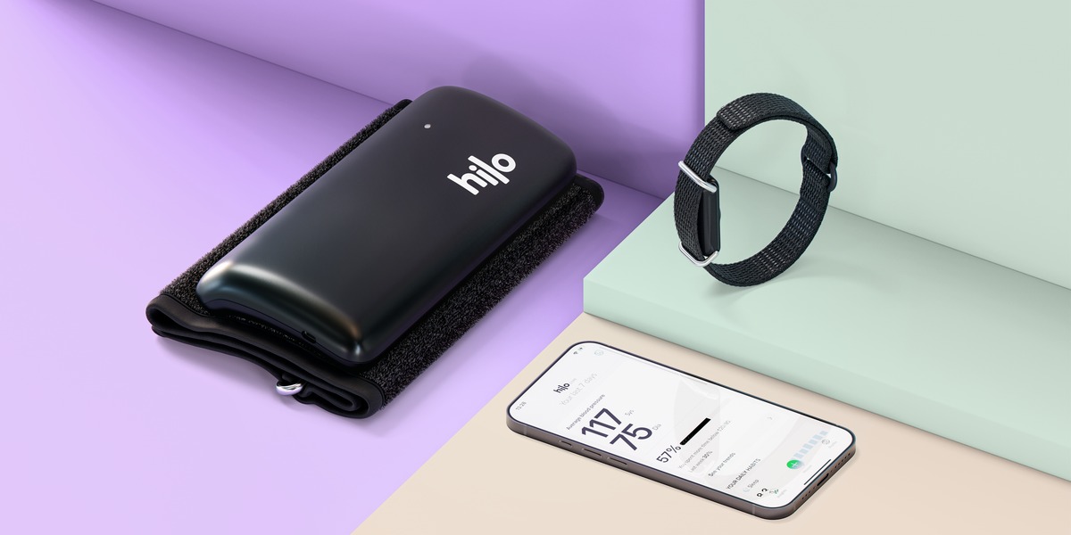 Hilo Core products hero image shows a sleek wearable band with a modern design, likely highlighting Hilo Core launch in